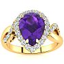 2 1/2ct Pear Shape Amethyst and Diamond Ring in 14K Yellow Gold Image-1