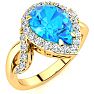 2 1/2ct Pear Shape Blue Topaz and Diamond Ring in 14K Yellow Gold Image-2