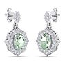 1 2/3 Carat Oval Shape Green Amethyst and Diamond Dangle Earrings In 14 Karat White Gold Image-3
