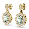 1 2/3 Carat Oval Shape Green Amethyst and Diamond Dangle Earrings In 14 Karat Yellow Gold Image-2