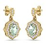 1 2/3 Carat Oval Shape Green Amethyst and Diamond Dangle Earrings In 14 Karat Yellow Gold Image-3