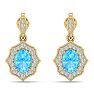2 1/4 Carat Oval Shape Blue Topaz and Diamond Dangle Earrings In 14 Karat Yellow Gold Image-4