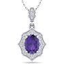 1 1/3 Carat Oval Shape Amethyst and Diamond Necklace In 14 Karat White Gold, 18 Inches Image-1