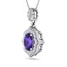 1 1/3 Carat Oval Shape Amethyst and Diamond Necklace In 14 Karat White Gold, 18 Inches Image-2