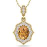 1 1/3 Carat Oval Shape Citrine and Diamond Necklace In 14 Karat Yellow Gold, 18 Inches Image-1