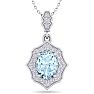 Aquamarine Necklace: Aquamarine Jewelry: 1 1/2 Carat Oval Shape Aquamarine and Diamond Necklace In 14 Karat White Gold, 18 Inches Image-1