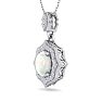 1-1/4 Carat Oval Shape Opal and Diamond Necklace In 14 Karat White Gold, 18 Inches Image-2