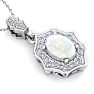 1-1/4 Carat Oval Shape Opal and Diamond Necklace In 14 Karat White Gold, 18 Inches Image-4