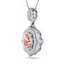 1-1/2 Carat Oval Shape Morganite Necklace With Fancy Diamond Halo In 14 Karat White Gold With18 Inch Chain Image-2