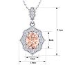 1-1/2 Carat Oval Shape Morganite Necklace With Fancy Diamond Halo In 14 Karat White Gold With18 Inch Chain Image-5