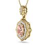 1-1/2 Carat Oval Shape Morganite Necklace With Fancy Diamond Halo In 14 Karat Yellow Gold With18 Inch Chain Image-3