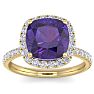 5 1/2 Carat Cushion Cut Amethyst and Diamond Ring In 14 Karat Yellow Gold Image-1