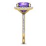 5 1/2 Carat Cushion Cut Amethyst and Diamond Ring In 14 Karat Yellow Gold Image-4