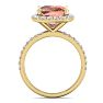 5 Carat Cushion Cut Morganite and Diamond Ring In 14 Karat Yellow Gold Image-3