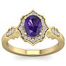 1 1/3 Carat Oval Shape Amethyst and Diamond Ring In 14 Karat Yellow Gold Image-1