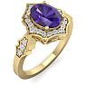 1 1/3 Carat Oval Shape Amethyst and Diamond Ring In 14 Karat Yellow Gold Image-2