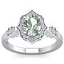 1 1/3 Carat Oval Shape Green Amethyst and Diamond Ring In 14 Karat White Gold Image-1