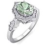 1 1/3 Carat Oval Shape Green Amethyst and Diamond Ring In 14 Karat White Gold Image-2