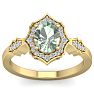 1 1/3 Carat Oval Shape Green Amethyst and Diamond Ring In 14 Karat Yellow Gold Image-1