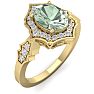 1 1/3 Carat Oval Shape Green Amethyst and Diamond Ring In 14 Karat Yellow Gold Image-2
