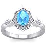1 3/4 Carat Oval Shape Blue Topaz and Diamond Ring In 14 Karat White Gold Image-1