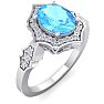 1 3/4 Carat Oval Shape Blue Topaz and Diamond Ring In 14 Karat White Gold Image-2