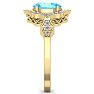 1 3/4 Carat Oval Shape Blue Topaz and Diamond Ring In 14 Karat Yellow Gold Image-4