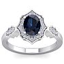 1 3/4 Carat Oval Shape Sapphire and Diamond Ring In 14 Karat White Gold Image-1