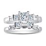 Estate Jewelry 1 Carat Princess and Baguette Created Diamond Bridal Set in Sterling Silver, Size 7 Image-1