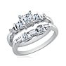 Estate Jewelry 1 Carat Princess and Baguette Created Diamond Bridal Set in Sterling Silver, Size 7 Image-2