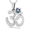 1/3 Carat Mystic Topaz Om Necklace In 14 Karat White Gold, 18 Inches Image-2