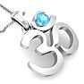 1/3 Carat Blue Topaz Om Necklace In 14 Karat White Gold, 18 Inches Image-4