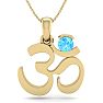 1/3 Carat Blue Topaz Om Necklace In 14 Karat Yellow Gold, 18 Inches Image-1