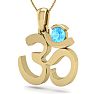 1/3 Carat Blue Topaz Om Necklace In 14 Karat Yellow Gold, 18 Inches Image-2