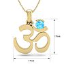 1/3 Carat Blue Topaz Om Necklace In 14 Karat Yellow Gold, 18 Inches Image-5