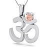 1/4 Carat Round Shape Morganite Om Necklace In 14 Karat White Gold With 18 Inch Chain Image-2