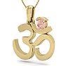 1/4 Carat Round Shape Morganite Om Necklace In 14 Karat Yellow Gold With 18 Inch Chain Image-2