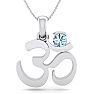 Aquamarine Necklace: Aquamarine Jewelry: 1/4 Carat Aquamarine Om Necklace In 14 Karat White Gold, 18 Inches Image-1