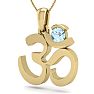 Aquamarine Necklace: Aquamarine Jewelry: 1/4 Carat Aquamarine Om Necklace In 14 Karat Yellow Gold, 18 Inches Image-2