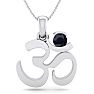 1/3 Carat Sapphire Om Necklace In 14 Karat White Gold, 18 Inches Image-1