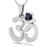 1/3 Carat Sapphire Om Necklace In 14 Karat White Gold, 18 Inches Image-2