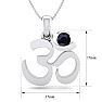 1/3 Carat Sapphire Om Necklace In 14 Karat White Gold, 18 Inches Image-5