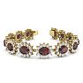 Garnet Bracelet: Garnet Jewelry: 24 Carat Oval Shape Garnet and Halo Diamond Bracelet In 14 Karat Yellow Gold, 7 Inches Image-1
