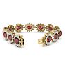 Garnet Bracelet: Garnet Jewelry: 24 Carat Oval Shape Garnet and Halo Diamond Bracelet In 14 Karat Yellow Gold, 7 Inches Image-2
