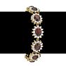 Garnet Bracelet: Garnet Jewelry: 24 Carat Oval Shape Garnet and Halo Diamond Bracelet In 14 Karat Yellow Gold, 7 Inches Image-5