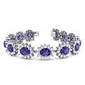 18 Carat Oval Shape Amethyst and Halo Diamond Bracelet In 14 Karat White Gold, 7 Inches Image-1