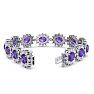 18 Carat Oval Shape Amethyst and Halo Diamond Bracelet In 14 Karat White Gold, 7 Inches Image-2