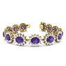 18 Carat Oval Shape Amethyst and Halo Diamond Bracelet In 14 Karat Yellow Gold, 7 Inches Image-1