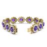 18 Carat Oval Shape Amethyst and Halo Diamond Bracelet In 14 Karat Yellow Gold, 7 Inches Image-2