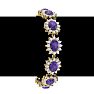 18 Carat Oval Shape Amethyst and Halo Diamond Bracelet In 14 Karat Yellow Gold, 7 Inches Image-5